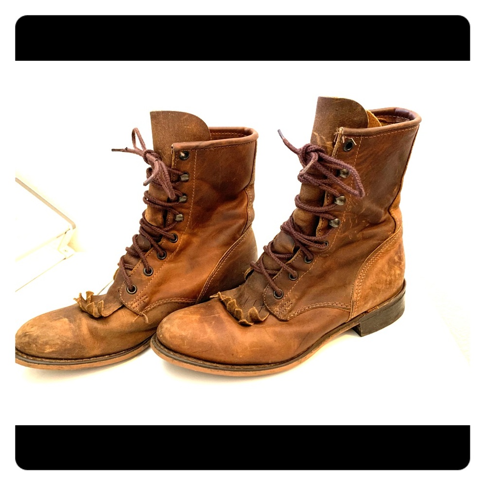 Rodeo Drive Fray lace up boots , Size 8